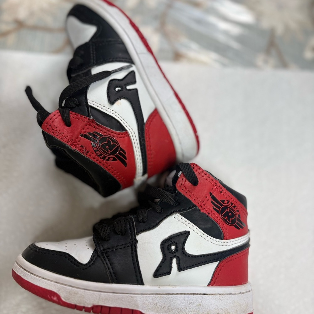 Kids Red and Black High-Top Sneakers
